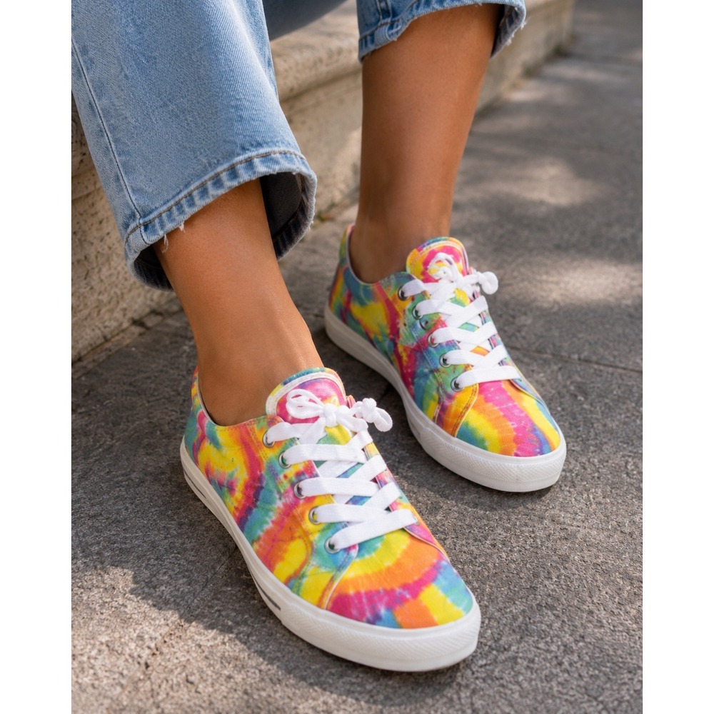 Jellypop Dallas Sneakers Women 8.5 Multi Tie Dye Excellent Canvas Slip On Shoes